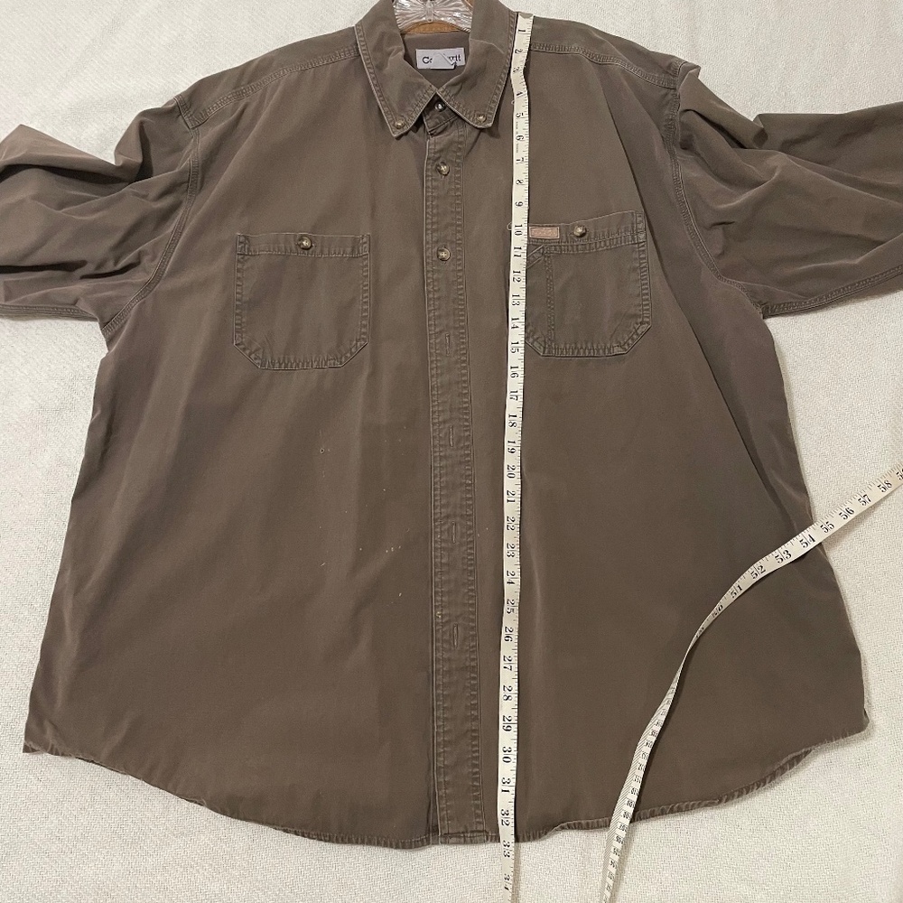 Carhartt Work Shirt Olive Green Button Down Shirt/Shacket 100% Cotton XXL Men’s - Picture 10 of 14